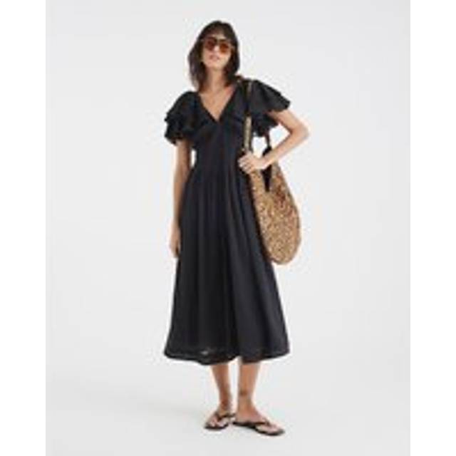 River Island Womens Black Premium Flutter Midi Dress - 16