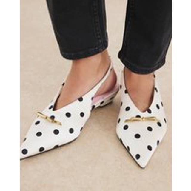 River Island Womens White Polka Dot Pointed Slingback Shoes - 8