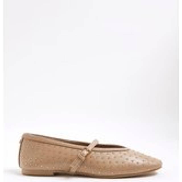 River Island Womens Beige Studded Mary Jane Ballet Pumps - 8