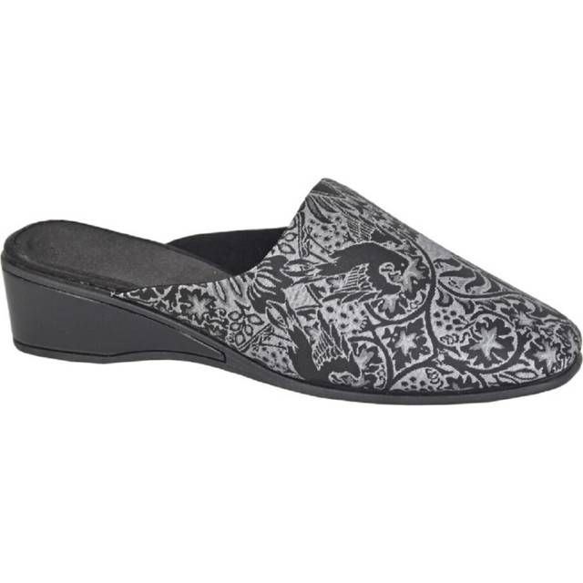 Sleepers Priya Womens Slippers | Slip On Shoes  | Black/Silver  | UK Size 7