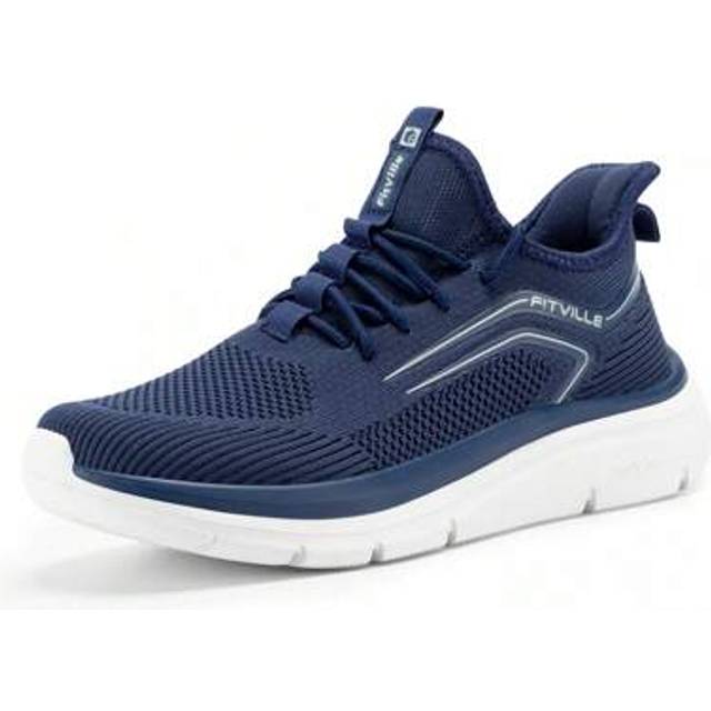 SHEIN FitVille Men&#39;s Extra Wide Fit Trainers Slip On Arch Support Road Running Shoes Lightweight Athletic Sneakers For Gym Fitness Jogging Walking