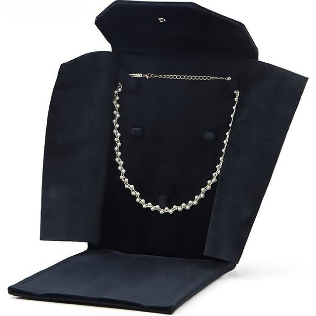 TEMU 1pc Velvet Jewelry Pouch, Pearl Closure, Portable Necklace Storage Box, Snap Closure, Rectangle Shape, Made Of Velvet Material, For Pendant And Beads, Hanging Jewelry Organizers