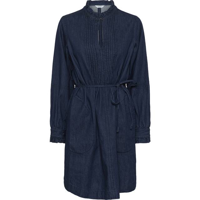 Part Two, Klänningar , Dam, XL, Denim, Blå Denim Klänning med V-ringning och Veck