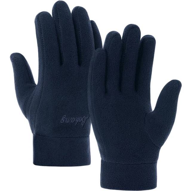 (Thick - Navy) Gloves Fleece Thick Gloves Men Women Outdoors Thickening Snow Riding Ski