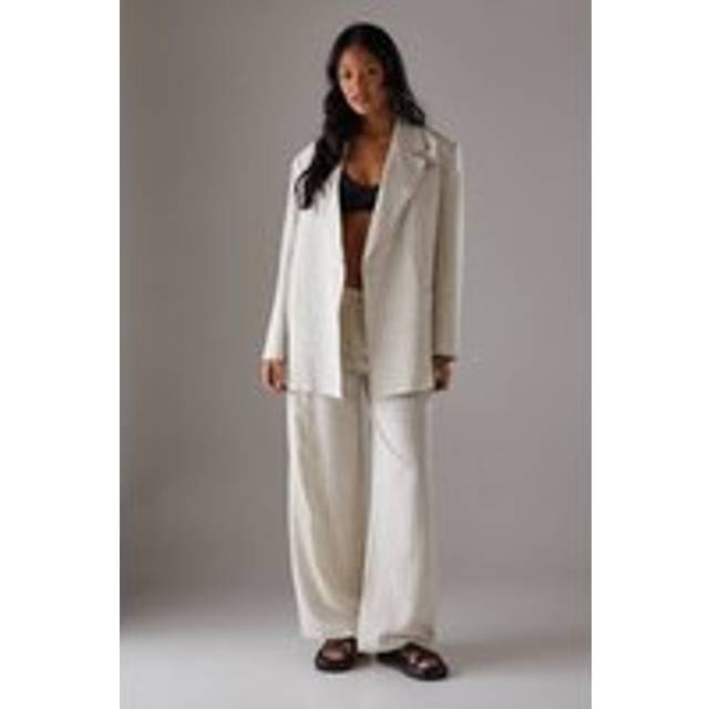 Warehouse Linen Look Pinstripe Blazer In Natural - natural - 12