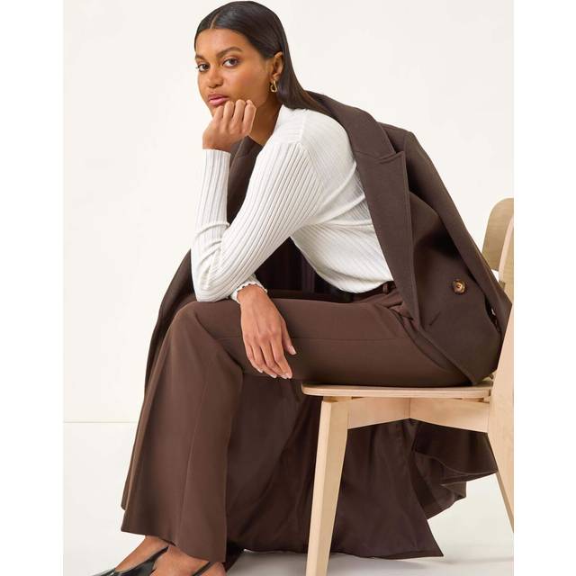 Roman Bootcut Leg Stretch Trousers In Chocolate - 20