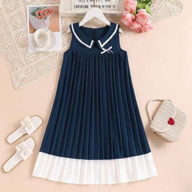SHEIN 1pc White Crinkle Tween Girls Casual Dress, For Tween Girl & Teenagers Tween Girls Clothes Dresses Tween Girls Dresses Classic
