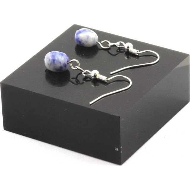 Earrings 1 Blue Jasper Pearl From South Africa In Stainless Steel