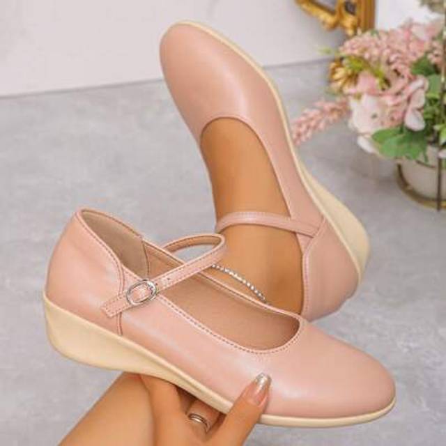 SHEIN 2025 New Women&#39;s Patent Black Mary Jane Heels - Platform, Non-Slip Thick Sole, Round Toe, Synthetic Material, Suitable For Autumn Fashion And Workwear