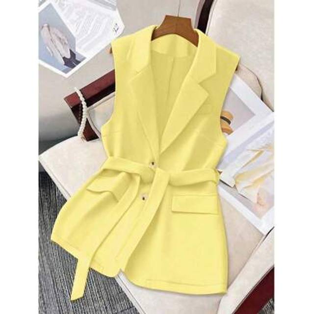 SHEIN Plus Size Solid Color Sleeveless Blazer, Fashionable For Summer Graduation,Back To School,Teacher Outfits For Women