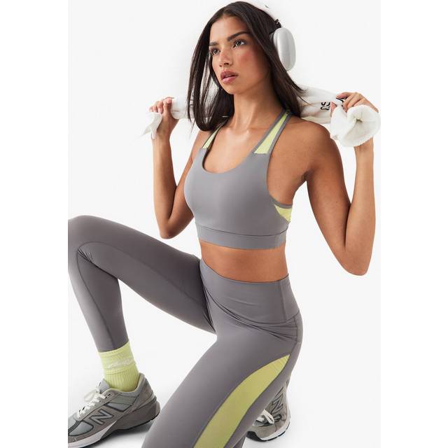 Womens DSGN Studio Mesh Panel Sports Bra - Charcoal - XXL