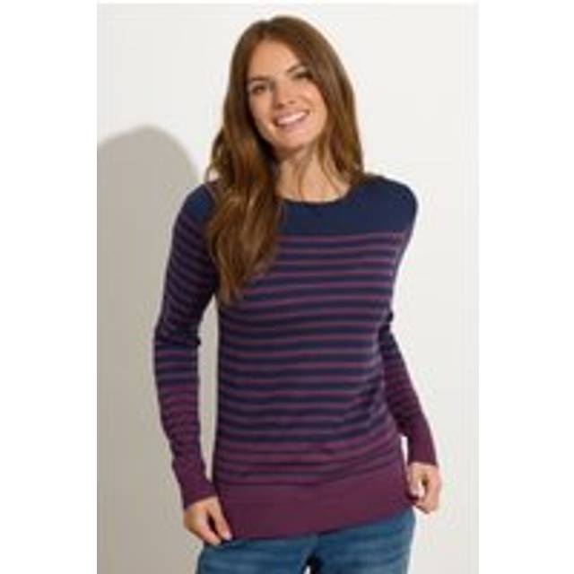 M&Co Navy Stripe Crew Neck Jumper 10-12 M&Co Womens - Blue