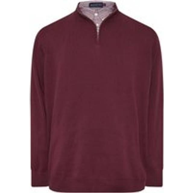 BadRhino Half Zip Mock Collar Knitted Jumper - Dark Red, Dark Red, Size 2Xl, Men - 2XL