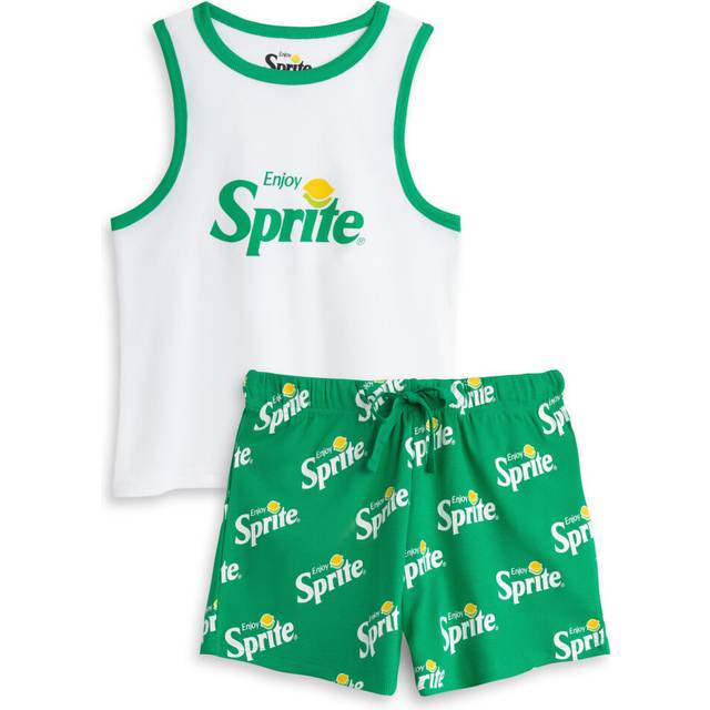 (X-Small) Coca Cola Vest and Shorts Pyjama Set (Womens Green)