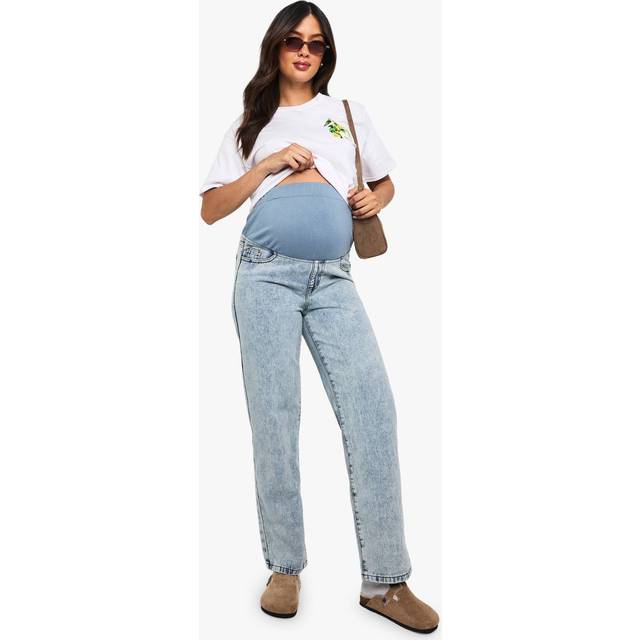 Womens Maternity Over The Bump Boyfriend Jeans - Blue - 14, Blue