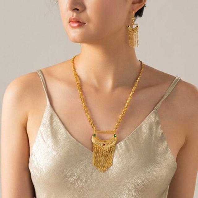 SHEIN 3pcs/Set Gold Dubai Women Fashion Jewelry 24k Necklace, Earrings, Gold Jewelry Sets Saudi Arabia