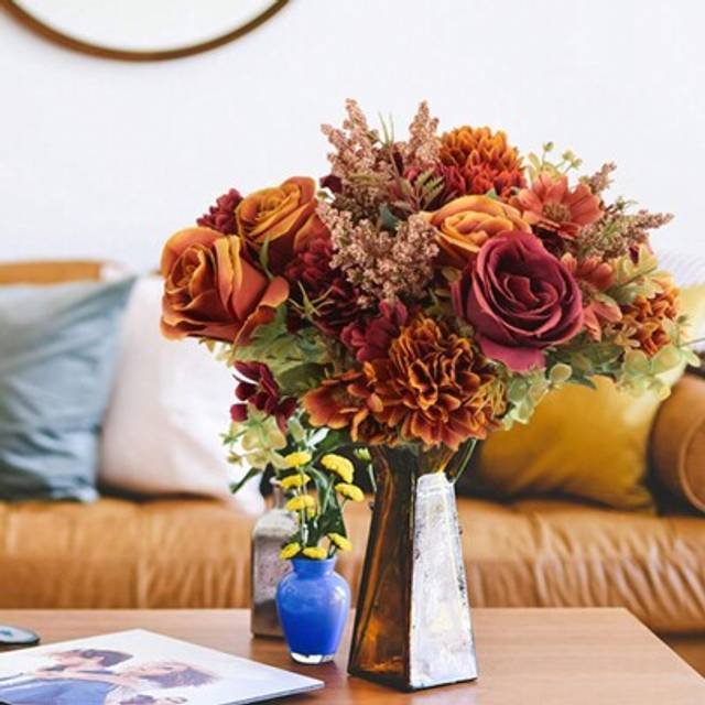 SHEIN 1/3PCS Artificial Flower Rose Bouquet, Embroidered Ball, Peony Mixed Flowers, Bride Holding Bouquet, Wedding Decoration, DIY Wreath Materials, Birthda