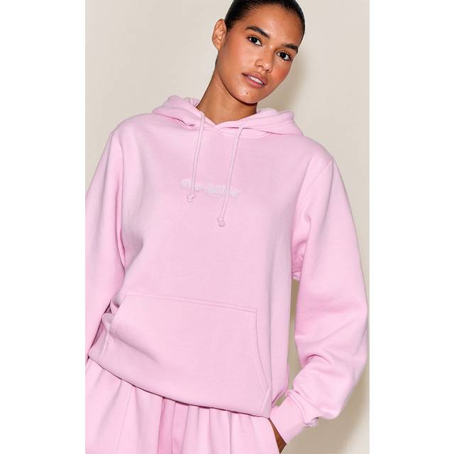 Pink Embroidered Oversized Sweat Hoodie