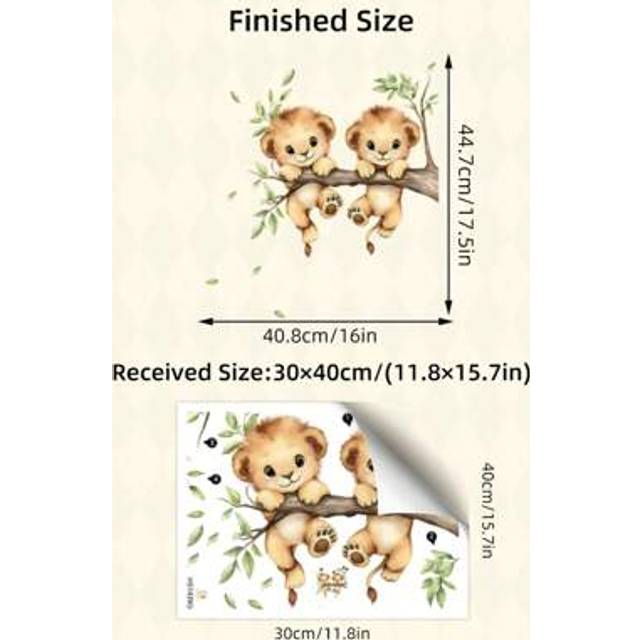 SHEIN 1pc Kids Room Wall Decals | Cartoon Tree Branches With Animal Stickers | Playful Squirrel Lion Design | Removable Nursery Decor | Easy Peel & Stick Wa