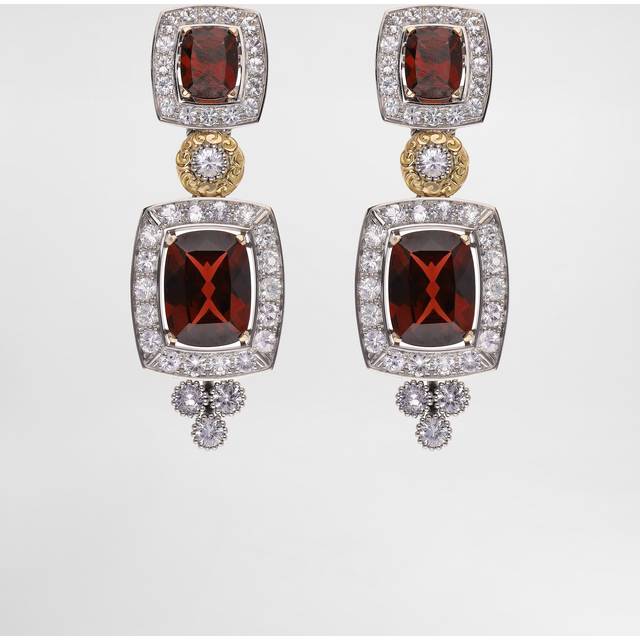 Dolce & Gabbana Eleganza Earrings 18-carat White And Rose Gold, Garnets, And Sapphires - Woman Earrings White Onesize