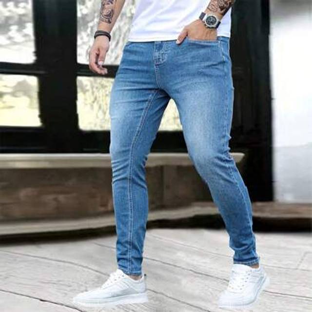 SHEIN 1pc Men&#39;s Fitted Stretchy Zip Pocket Denim Jeans