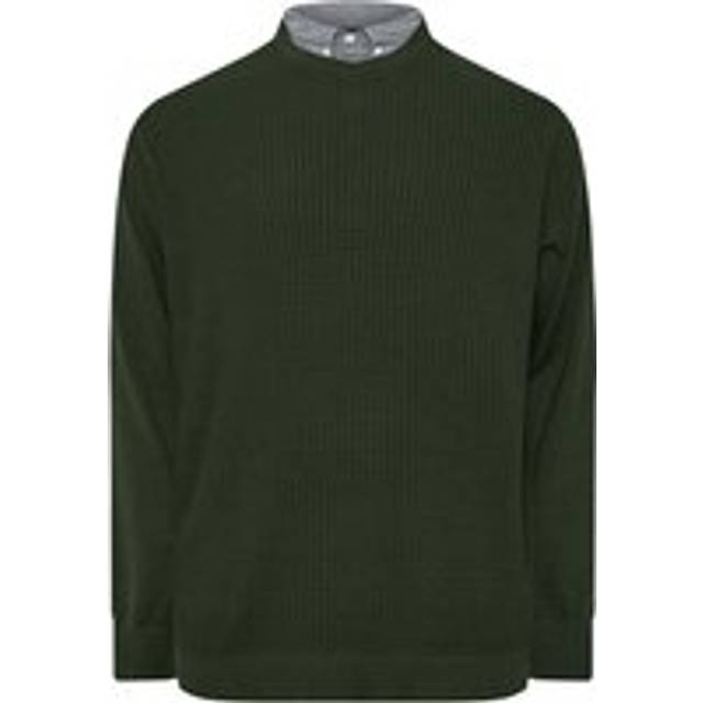 BadRhino Cable Knit Mock Collar Knitted Jumper - Dark Green, Dark Green, Size 5-6Xl, Men - 5-6XL