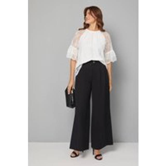 Womens Lace Ruffle Sleeve Blouse - White - 14