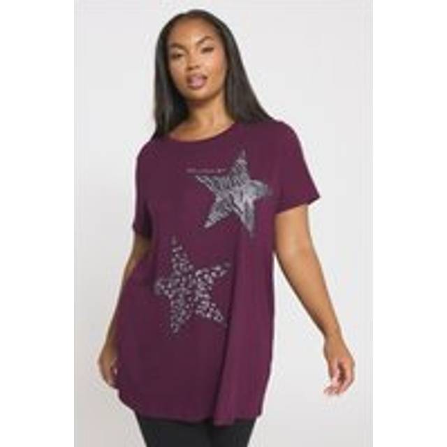 Yours Curve Purple Star Print Tshirt, Women's Curve & Plus Size, Yours - 18
