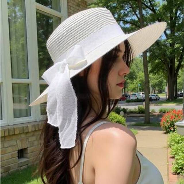 SHEIN White Bowknot Straw Sun Hat For Women, Elegant & Bohemian Style, Foldable Beach Hat, 1 Piece Summer Essential For Outdoor, Beach & Easter