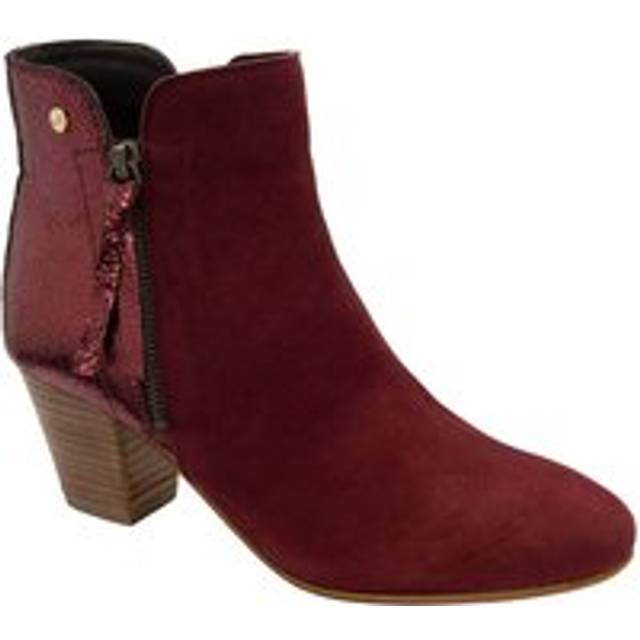 Ravel 'tay' Suede Heeled Ankle Boots In Burgundy - 3