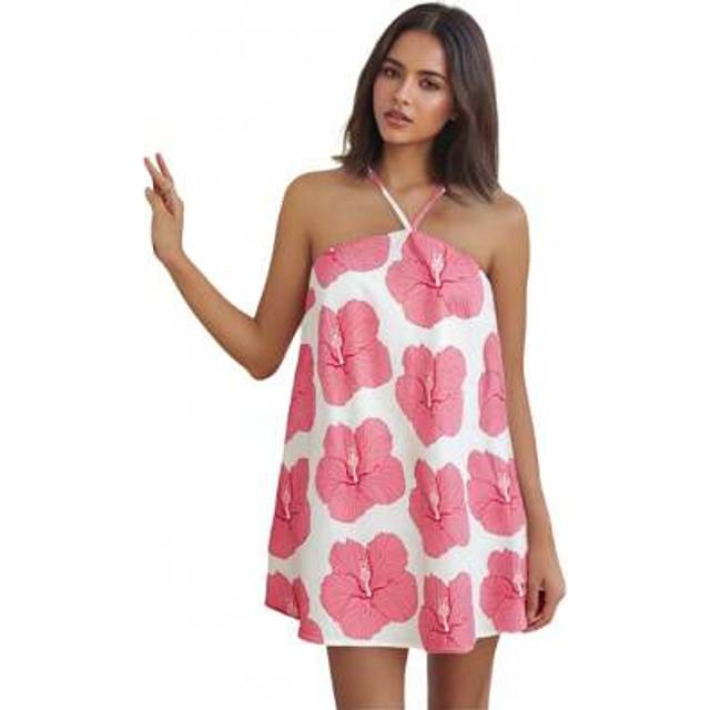 SHEIN Women Slip Dress, Spaghetti Straps Backless Flower Print A-Line Dress Summer Mini Dress