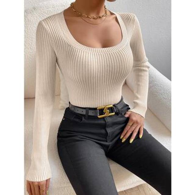 Chiquease Scoop Neck Ribbed Knit Jumper