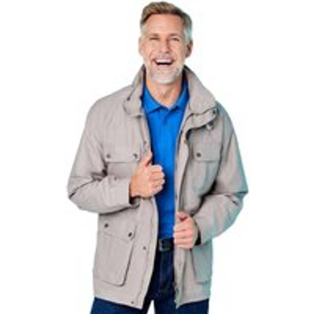 Lightweight Fully Waterproof Jacket with Multiple Pockets - Off White - XL
