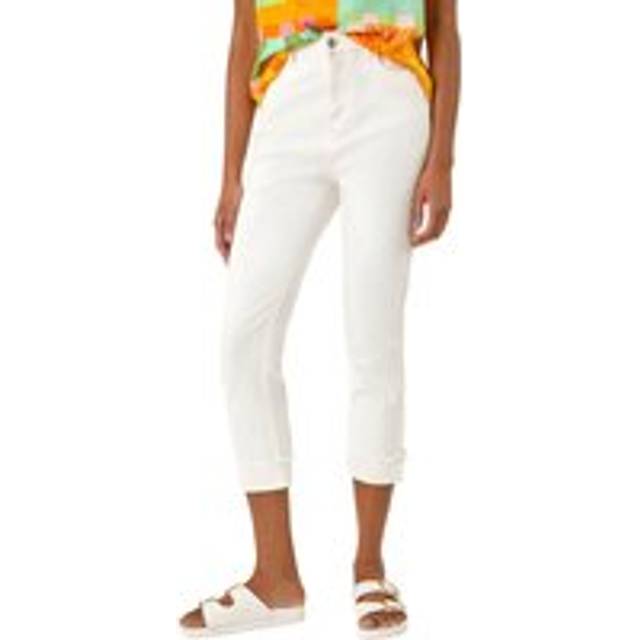 Slim Leg Turn Up Stretch Jeans - White - 16