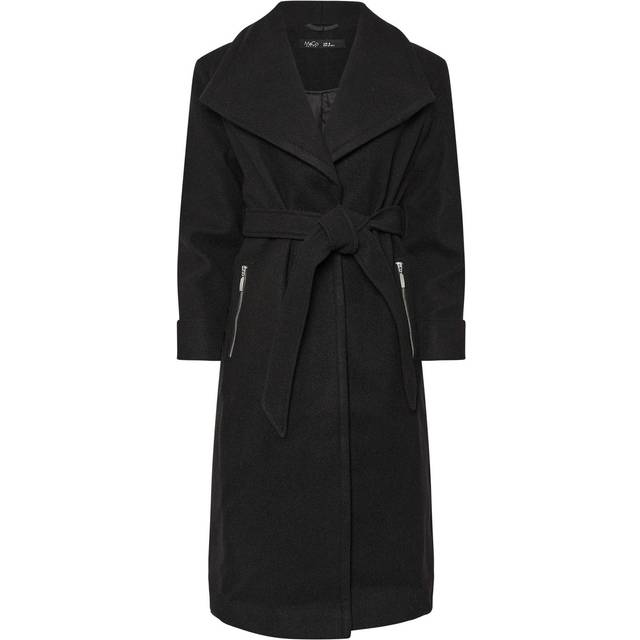 M&Co Petite Black Zip Pocket Wrap Coat 14 M&Co Petites