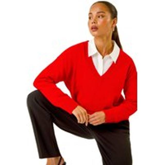 V-Neck Knit Jumper - Red - 12