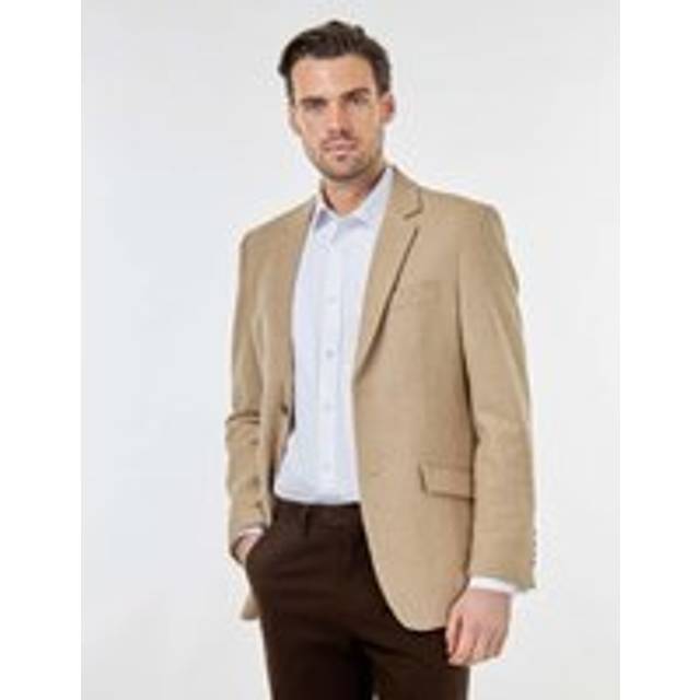 BRUCE Herringbone Wool Blazer - Beige - 42R