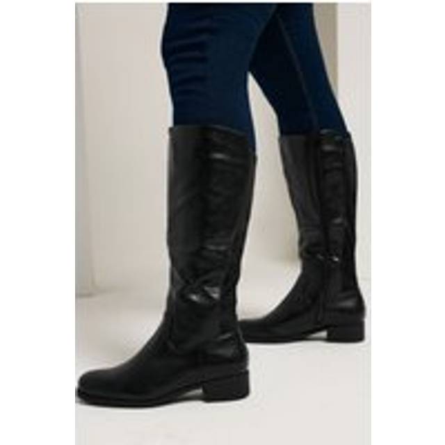 Black Faux Leather Wide Calf Knee High Boots In Extra Wide eee Fit - 6EEE