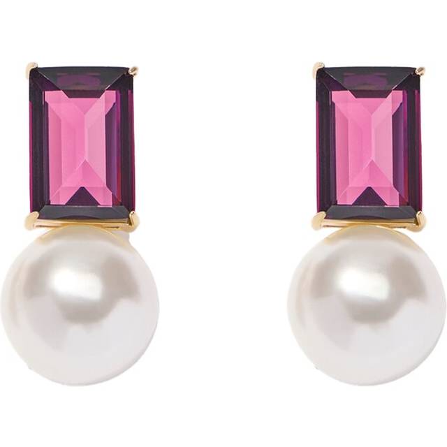 Carolina Herrera Crystal & Pearl Drop Clip-On Earrings
