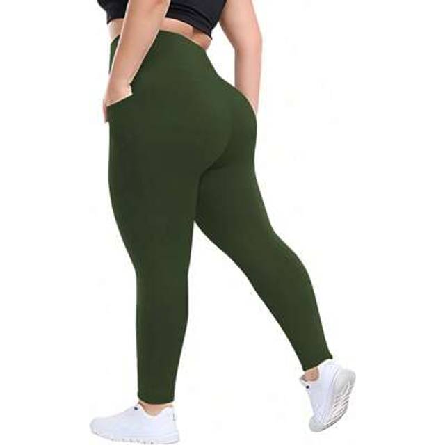 SHEIN Plus Women Yoga Pants With Pockets Capri Leggings For Women Tummy Control Workout Leggings