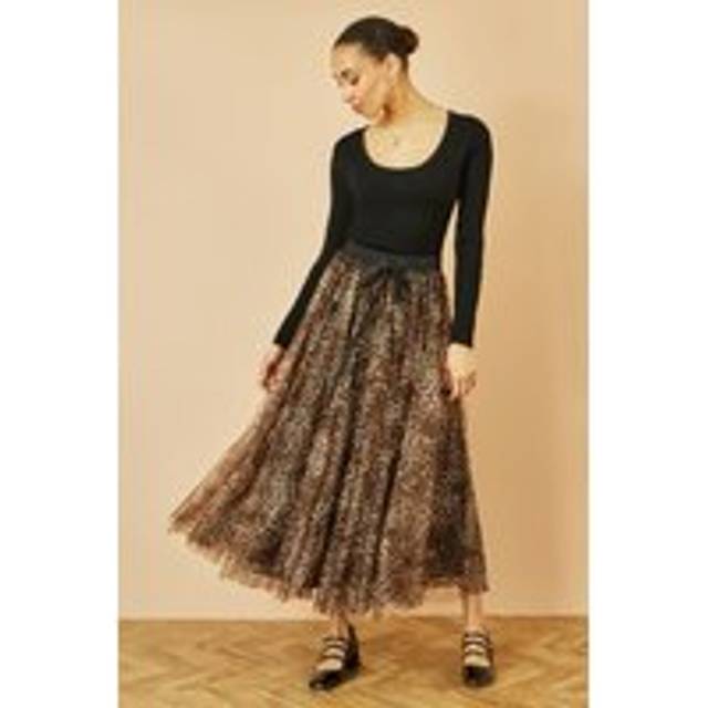 Yumi Brown Leopard Mesh Tulle Skirt - 14
