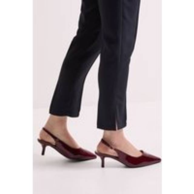 Womens Wide Fit Dova Slingback Kitten Heel Court Shoes - Burgundy - 6