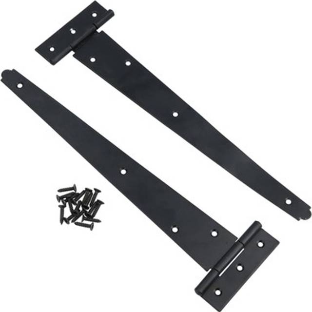 12in / 300mm Heavy Duty T Tee Hinges For Shed + Garden Gates Black Finish 2pc