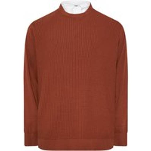 BadRhino Cable Knit Mock Collar Knitted Jumper - Orange, Orange, Size Xl, Men - XL