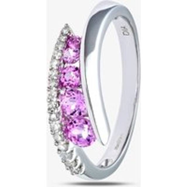 9ct White Gold Created Pink Topaz Twist Ring PR07812W CRTD P.TPZ M - Silver