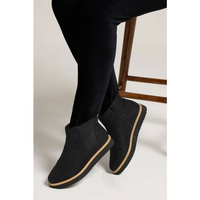 Black Faux Suede Contrast Trim Chelsea Boots In Extra Wide eee Fit - 4EEE