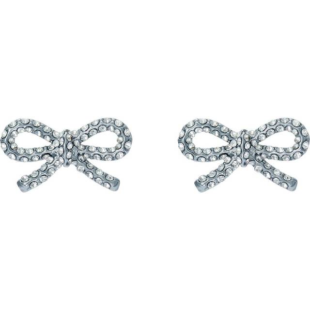 Ted Baker Silver Ribecca Crystal Ribbon Bow Studs - Silver