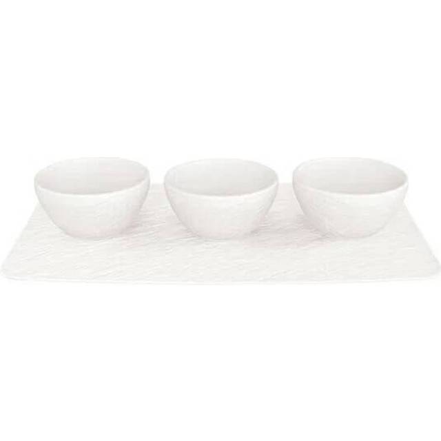 Dip Bowl Set - Villeroy & Boch Manufacture Rock White 4 Piece Serving Set