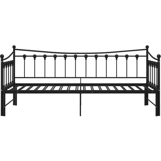 vidaXL Pull-out Sofa Bed Frame Black Metal 90X200 Cm, Black
