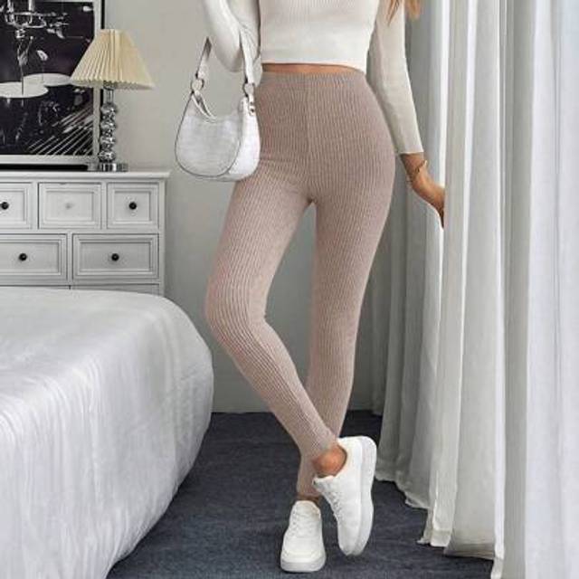 SHEIN Women Ribbed High Waist Leggings Four Seasons